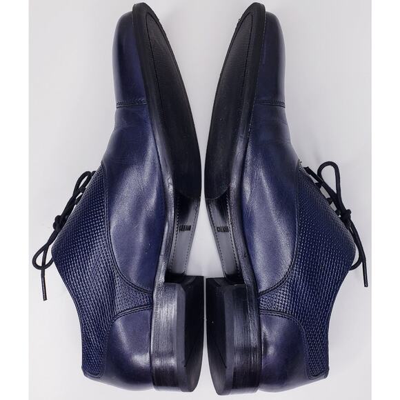COLE HAAN Cap Toe Oxford Leather Dress Shoes Navy Basket Weave Men's Size 9M - Picture 8 of 16